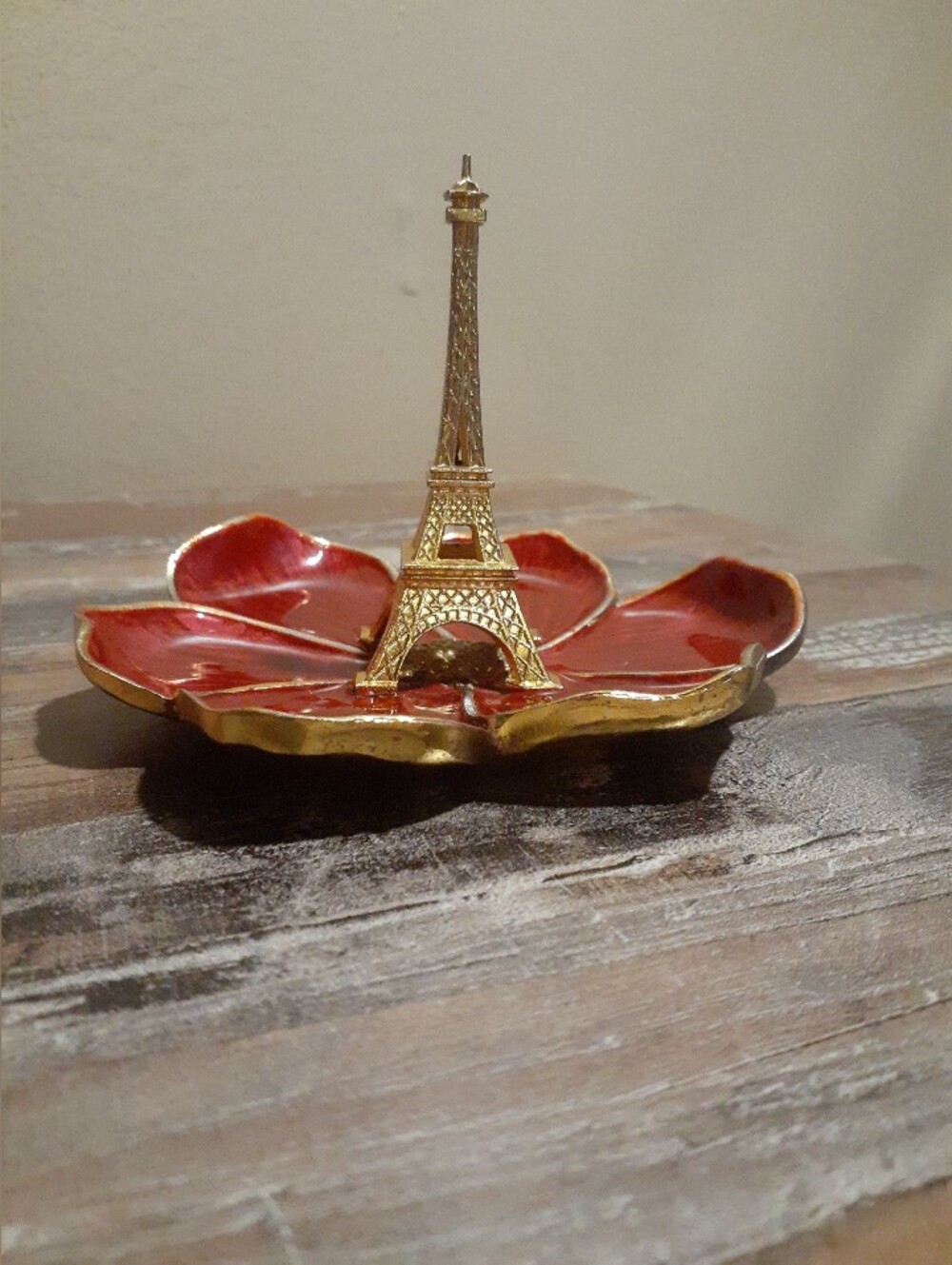 Vintage Paris Eiffel Tower Ring Holder & Jewelry Trinket Dish